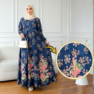 Uno Gamis Batik Rayon Thick Cool Grade A Premium Wide Air Brush Motif Latest Syar'i Busui Jumbo Juba