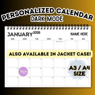 A4 A3 PERSONALIZED FLAT DESK CALENDAR PLANNER HIGH QUALITY 2026 ARTYCO SOUVENIR GIFT IDEAS DARK MODE