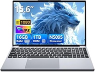 2026 Gaming Laptop, 15.6" Laptop Computer with 16GB DDR4 1TB SSD, N5095 Quad-Core up to 2.9GHz, Lap 