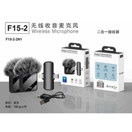 F11-2 Lavalier Microphone One for Two Mobile Phone Video Live Noise Reduction Three-in-One Radio Mic
