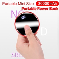 mobile power/20000mAh Portable Mini Power Bank Mirror Screen Phone Charger Powerbank LED Digital 2.