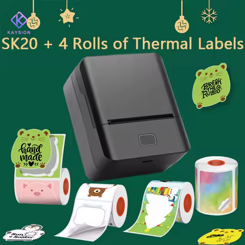 Mini Label Printer Inkless Thermal Printer Pocket Bluetooth Printer for Halloween Christmas Gift for