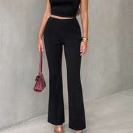 Women's 91% Cotton Black Winter Classy Elegant Pants,Old Money Style High Elasticity Office Commute 