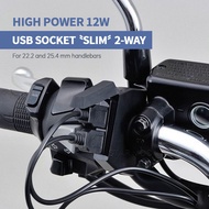 Motorcycle Dual USB Charger Plug Socket Adapter For BMW Etc 22.2-25.4mm Bike Handlebars