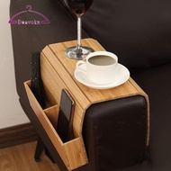 deevoka Couch Cup Holder Wood with Cup Tray Couch TV Remote Holder Sofa Armrest Bag