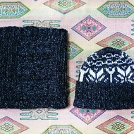 Lan冬日圍巾+毛帽 組合 (黑白)