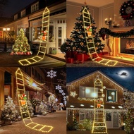 9.8Ft LED Christmas Ladder Lights With Climbing Santa Claus - 338 Multicolor LEDs, 8 Lighting Modes,