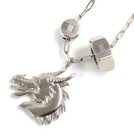 成色極佳 △ 愛馬仕 Talisman 龍 H 圖案吊墜項鍊配件，銀色，帶盒，法國製造，女士款，非常受歡迎，推薦 ◎