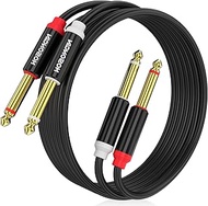 HOSONGIN Dual 1/4 inch TS to Dual 1/4 inch TS Stereo Interconnect Insert Cable, PVC Jacket Gold-Plat