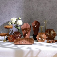 Wooden Necklace Earrings Bracelet Walnut Chinese Style Bodhi Shelf Jewelry Display Jewelry Props Cut