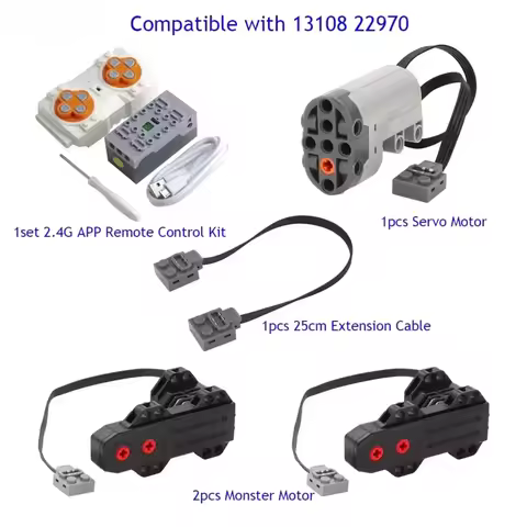 Mould King APP Programming 8 Way Remote Control Lithium Battery Box + Monster Motor Power MOC PF 131