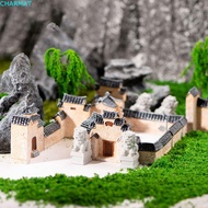 CHARMAT Mini Old City Gate, Chinese Style Resin Mini Resin House, Ancient Building House Models Reto