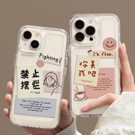 Text Apple 6s Phone Case iphone 7 11 pro max 13 12 se2 8 i14 x plus Transparent Cartoon Shock-Resist
