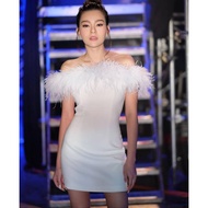 🪶 feather party dress 🪶 classic white party dress with feather | white bodycon mini dress | fun part
