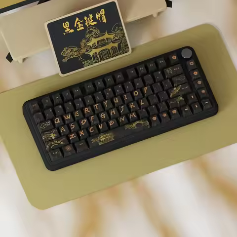 138 Keys Black Gold Keycaps XDA Height PBT Thermal Sublimation DIY For 61 64 68 75 96 104 108 Keys M