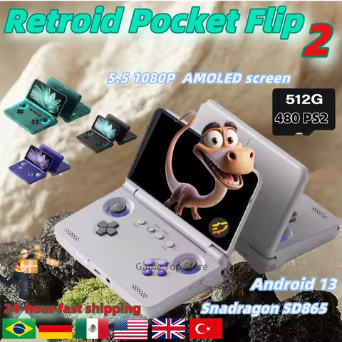 Retroid Pocket Flip 2 Handheld Console SD865 5.5”1080p Oled Wifi6 Handheld Portable Gaming Console W