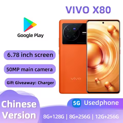 Vivo X80 5G Smartphone Android 6.78inches Screen CPU Dimensity 9000 ROM 128GB 120HZ 4500mAh Battery 