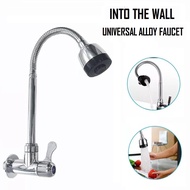 360 Universal Kitchen Faucet Sink Wall Mounted Faucet Flexible Single Cold Stainless Steel Wall Tap