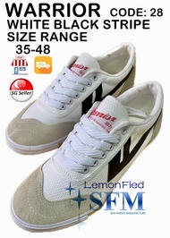 Warrior School Shoes 28A Size 34 - 48 All White BLACK Stripe SG Retailer Ready Sport Badminton Fashi