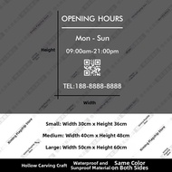 Minimalist Business Hours Glass Sticker