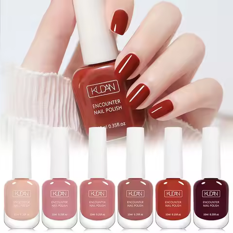 KUDAN 6Pcs Water-Based Nail Polish Set 10ml Nude Red Pink Peel-Off Air-Dry Nail Art Polish Kit Manic