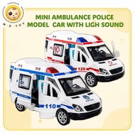 Mini Ambulance Police Model  Car Toy For Kid Vehicles With Light and Sound Best Gift Toys For Boy Ma
