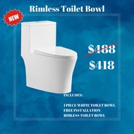 Rubine Rimless Toilet Bowl