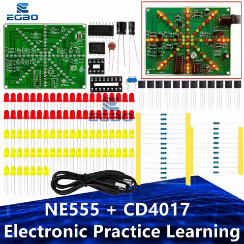 Dual-Color (Red/Yellow) Flashing Strobe Light DIY Kit | NE555 + CD4017 IC Based Electronic Learning 