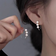 [Best Gift] S999 Silver Hooked Pearl Earrings, Unique Waterdrop shaped Earhooks for Small Ladies,sil