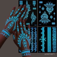 Taiwan Ready Stock/Cross-Border Amazon Luminous tattoo Stickers India Hannah Lace Hollow Hand henna