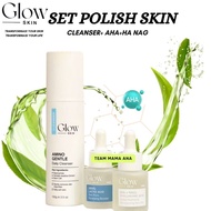 Glow Skin Exfoliate & Hydrate Set – Cleanser + AHA + Hyaluronic Acid (HA+NAG)