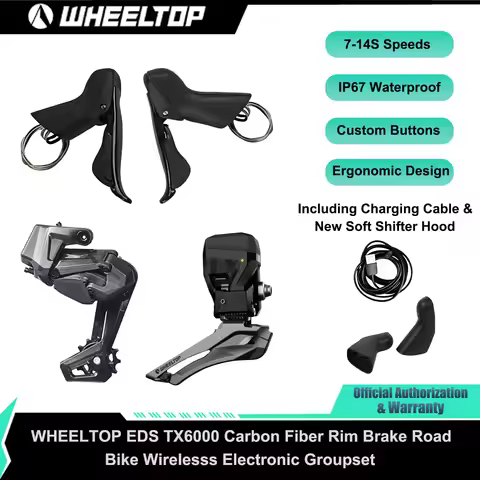 Wheeltop EDS TX6000 Carbon Fiber Rim Brake Road Bike Wireless Electronic Groupset 7-14 Speed Compati