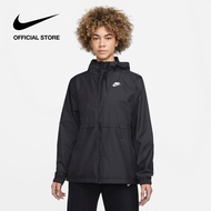 Nike Womens Sportswear Essential Repel Woven Jacket - Black ไนกี้ เสื้อแจ็คเก็ตแบบทอผู้หญิง Sportswe