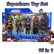 Marvel Superhero Action Figure Set - 10 pc - Avengers - Cake Topper Spiderman Ironman Hulk Batman Superman