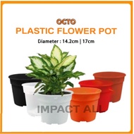 FLOWER POT 17cm Octo Plastic Flower Pot Bunga Pasu POT 170 Decoration Transparent Orchid Garden Home