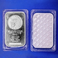 .999 Fine Silver Bar (31.1g) by Sunshine Minting Inc (USA). Eagle Design