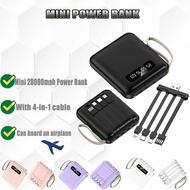 🚚SG Local Seller🚚Power Bank Fast Charging 20000mAh Mobile Power Bank Built-in 4 Cable Power