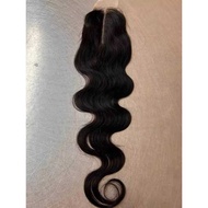 2x6 Closure Transparent Lace Hair Block Real Hair Hand-woven Body Wave Snake Song Natural Color