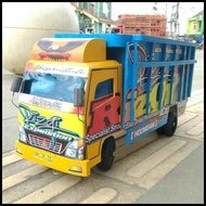 mobil truk oleng kayu truck mainan anak mobilan truk miniatur + stiker