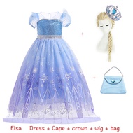 Disney Elsa Dress princess Costume แช่แข็งเจ้าหญิงเอลซาเลื่อมแต่งตัวเด็กสาว