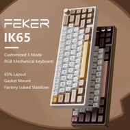 Feker IK65 VIA Wireless 3 Mode Hot Swap Mechanical Keyboard RGB Matcha Switch Gasket PBT Keycaps 3Modes RGB 65% Knob Keyboard