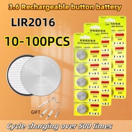 10-100PCS LIR2016Conveniently Rechargeable Battery 2016Lithium charging Can Replace 3.6v 18mAH CR201