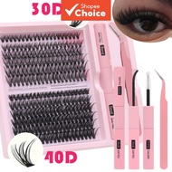 DIY false eyelashes 30D + 40D/60D + 80D mixed pack, 10 to 14 mm + scissors + glue and remover, suita