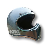 Helm Cakil Custom Retro Dewasa Terbaru Full Face Abu Glossy/Helm Klasik - Free Packing Kardus