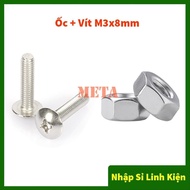 M3 Cross Screws - M3 round head screws 5mm/8mm long, M3 Hexagonal Nut - inner diameter 3mm