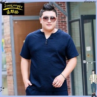 Plus Size Men Summer 8XL 9XL Oversize Cotton Linen T-shirt