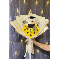 HANOI 1-3H/ Sunflower graduation bear bouquet, happy graduation ABee gift