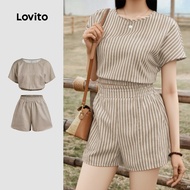 Elegant Shorts Sets Side Stripe Spring/summer Light Khaki Shorts Shorts Sets for Women L143ED539