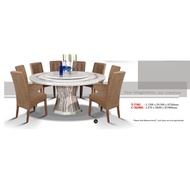 TT302 C-MJ802 1+8 Seater Round Table Grade A Marble Dining Set With High Quality Turkey Leather Cushion Chair / Dining T