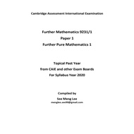 [Topical - Further Maths] CAIE A Level Further Maths Past Year Papers